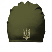 Хлопковая шапка с пиксельным гербом Украины