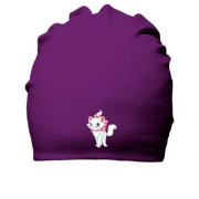 Хлопковая шапка с кошечкой в розовом бантике
