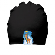 Хлопковая шапка с оленем на сугробе