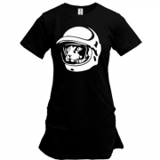 Подовжена футболка з котом-космонавтом