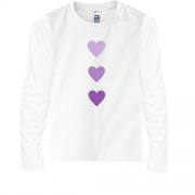 Дитяча футболка з довгим рукавом з фіолетовими серцями
