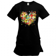 Подовжена футболка з серцем з квітів (2)
