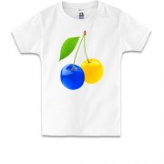 Детская футболка Желто-синяя вишня