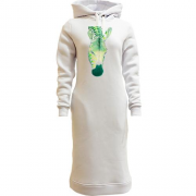 Женская толстовка-платье Зеленый жираф