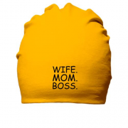 Хлопковая шапка с надписью "Wife. Mom. Boss."