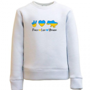 Детский свитшот Peace Love Ukraine