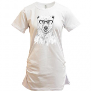 Подовжена футболка ведмідь-гик в окулярах
