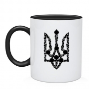 Чашка із чорно-білим квітковим гербом України