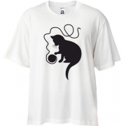 Футболка Oversize кот с клубочком