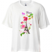 Футболка Oversize з Ейфелевою вежею і квітами "Paris"