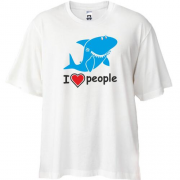 Футболка Oversize з акулою "Я люблю людей"