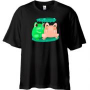 Футболка Oversize Жабки прячутся от дождя