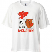 Футболка Oversize Мишка с валентинкой С днем влбленных!