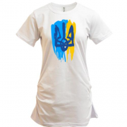 Подовжена футболка з гербом України (Стилізований під фарбу) 3