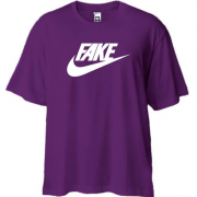 Футболка Oversize с надписью "Fake" в стиле Nike