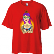 Футболка Oversize з принцесою в татуюваннях
