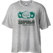 Футболка Oversize с чебурашкой Веду здоровый образ жизни