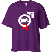 Футболка Oversize з написом 100% мужик