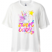 Футболка Oversize Sweet baby с зайчиком