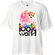 Футболка Oversize Look at the world differently с собачкой
