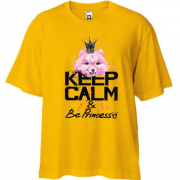 Футболка Oversize с собачкой Шпиц "keep calm & be princess"