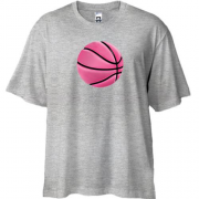 Футболка Oversize з рожевим баскетбольним м'ячем