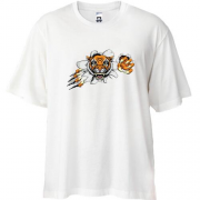 Футболка Oversize с тигром разрывающим футболку