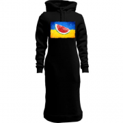 Женская толстовка-платье Херсон (флаг Украины и долька арбуза)