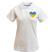 Жіноча футболка-поло Серце із жовто-блакитних квітів