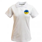 Жіноча футболка-поло з патріотичним соняшником