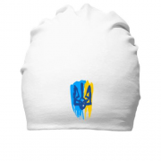Хлопковая шапка с гербом Украины (стилизованный под краску) 3