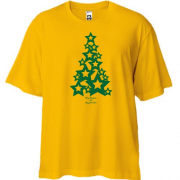 Футболка Oversize с ёлкой "merry christmas & happy new year "
