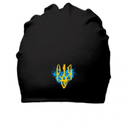 Хлопковая шапка с гербом Украины (стилизованный под краску) 2