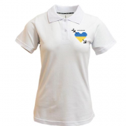 Жіноча футболка-поло Love Ukraine (жовто-синє піксельне серце)