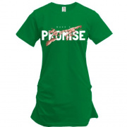 Подовжена футболка з принтом "Make a promise"