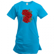 Подовжена футболка з принтом "Троянди" арт