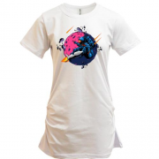 Подовжена футболка з астронавтом та астрероїдами
