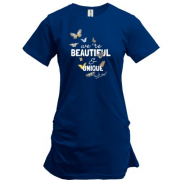 Подовжена футболка з метеликами "Beautiful"