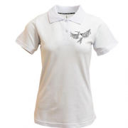 Жіноча футболка-поло "Калібрі з крилами із квітів"