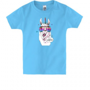 Детская футболка со сказочной ламой-единорогом