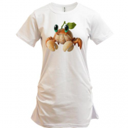 Подовжена футболка з крабом із мандарину