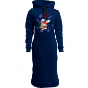 Женская толстовка-платье с зайчиком и снежинками "счастливого рождества"