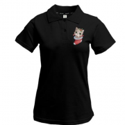 Жіноча футболка-поло "Різдвяний котик"