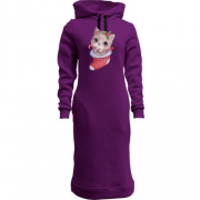 Женская толстовка-платье "Рождественский котик"