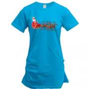 Подовжена футболка "3D Санта з оленями"