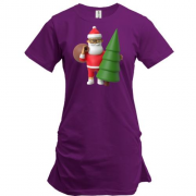 Подовжена футболка "3D Санта з подарунками"