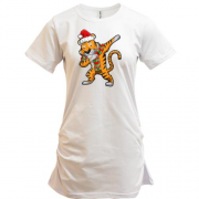 Подовжена футболка "Різдвяний тигр депає"
