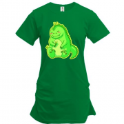 Подовжена футболка з добрим зеленим драконом