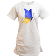 Подовжена футболка "Акварельний метелик у кольорі прапора України"