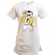 Подовжена футболка з котом у ролі Фредді Мерьюрі